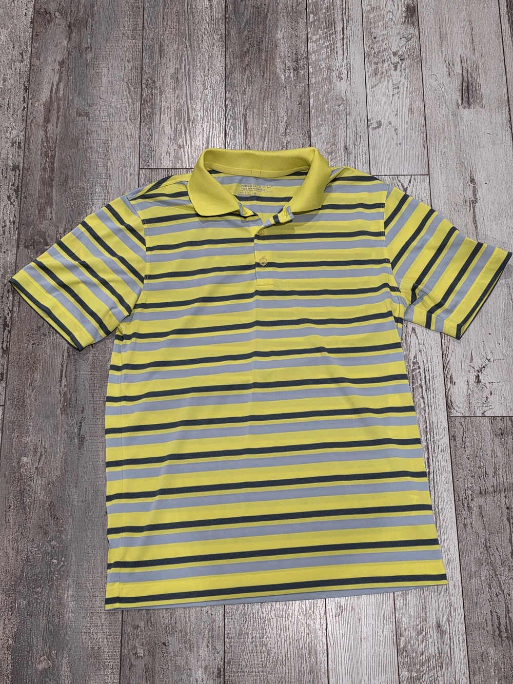(S) Nike Golf Tour Performance Dri Fit Polo Shirt Striped Bright Yellow Small
